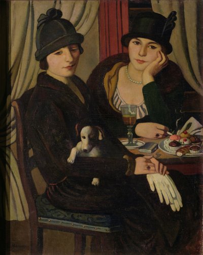 Vrouwen in een Café, ca. 1924 door Pietro Marussig